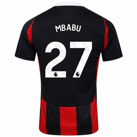 Kandiny Niño Camiseta Kevin Mbabu #27 Negro Rojo 2ª Equipación 2024/25 La Camisa Chile