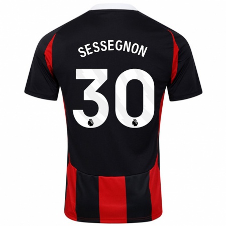 Kandiny Niño Camiseta Ryan Sessegnon #30 Negro Rojo 2ª Equipación 2024/25 La Camisa Chile