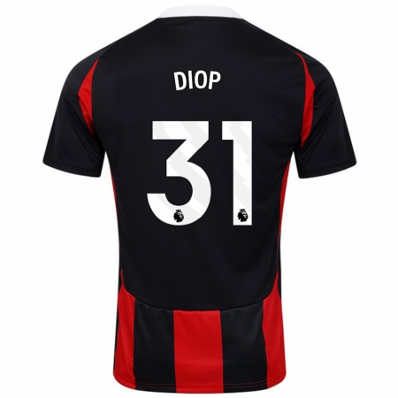 Kandiny Niño Camiseta Issa Diop #31 Negro Rojo 2ª Equipación 2024/25 La Camisa Chile