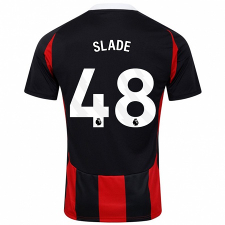 Kandiny Niño Camiseta Bradley Slade #48 Negro Rojo 2ª Equipación 2024/25 La Camisa Chile