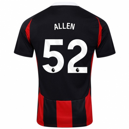 Kandiny Niño Camiseta Michael Allen #52 Negro Rojo 2ª Equipación 2024/25 La Camisa Chile