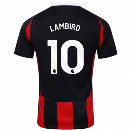 Kandiny Niño Camiseta Lilly Lambird #10 Negro Rojo 2ª Equipación 2024/25 La Camisa Chile