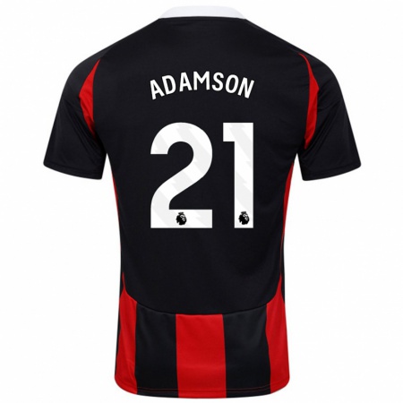 Kandiny Niño Camiseta Sasha Adamson #21 Negro Rojo 2ª Equipación 2024/25 La Camisa Chile