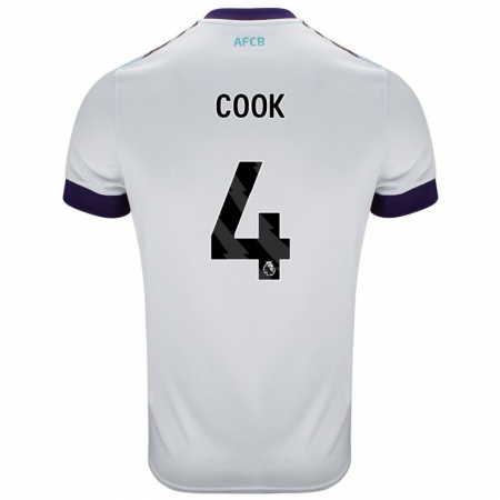 Kandiny Niño Camiseta Lewis Cook #4 Blanco Verde Púrpura 2ª Equipación 2024/25 La Camisa Chile