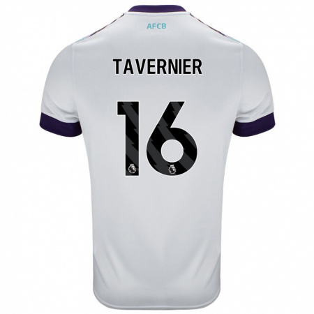 Kandiny Niño Camiseta Marcus Tavernier #16 Blanco Verde Púrpura 2ª Equipación 2024/25 La Camisa Chile