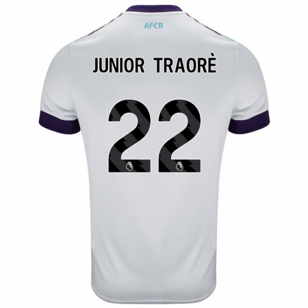 Kandiny Niño Camiseta Hamed Junior Traorè #22 Blanco Verde Púrpura 2ª Equipación 2024/25 La Camisa Chile