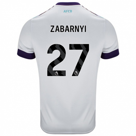 Kandiny Niño Camiseta Ilya Zabarnyi #27 Blanco Verde Púrpura 2ª Equipación 2024/25 La Camisa Chile