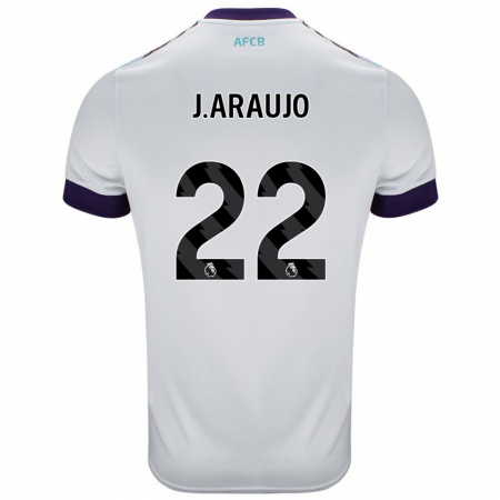 Kandiny Niño Camiseta Julián Araujo #28 Blanco Verde Púrpura 2ª Equipación 2024/25 La Camisa Chile