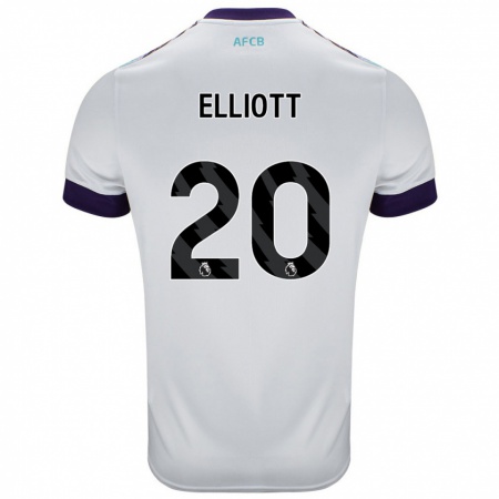 Kandiny Niño Camiseta Kaitlyn Elliott #20 Blanco Verde Púrpura 2ª Equipación 2024/25 La Camisa Chile