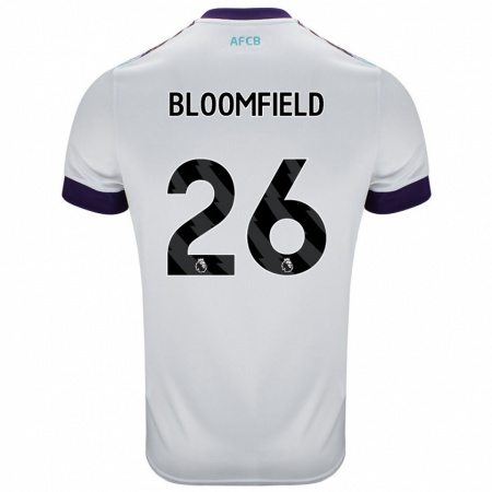 Kandiny Niño Camiseta Erin Bloomfield #26 Blanco Verde Púrpura 2ª Equipación 2024/25 La Camisa Chile