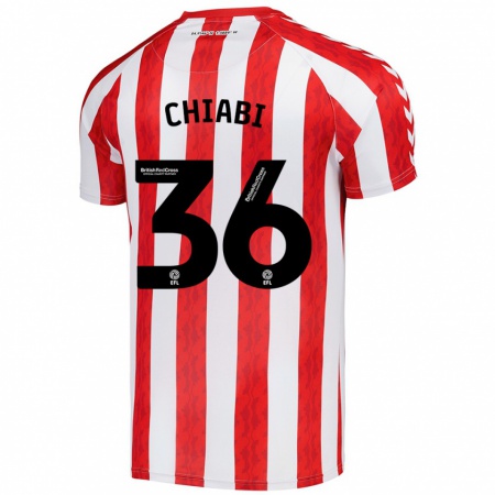 Kandiny Hombre Camiseta Tom Chiabi #36 Rojo Blanco 1ª Equipación 2024/25 La Camisa Chile