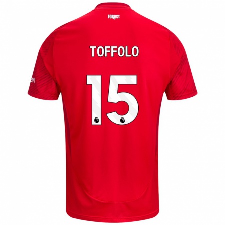 Kandiny Hombre Camiseta Harry Toffolo #15 Rojo Blanco 1ª Equipación 2024/25 La Camisa Chile