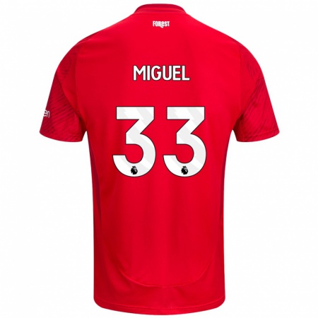 Kandiny Hombre Camiseta Carlos Miguel #33 Rojo Blanco 1ª Equipación 2024/25 La Camisa Chile