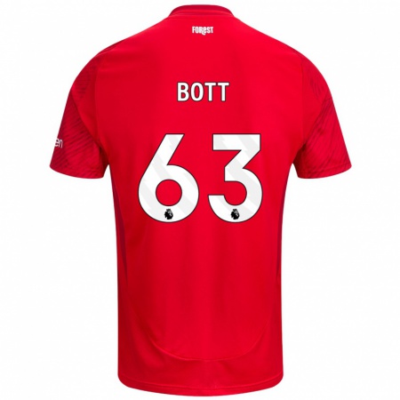 Kandiny Hombre Camiseta Aaron Bott #63 Rojo Blanco 1ª Equipación 2024/25 La Camisa Chile