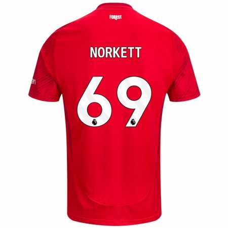 Kandiny Hombre Camiseta Manni Norkett #69 Rojo Blanco 1ª Equipación 2024/25 La Camisa Chile