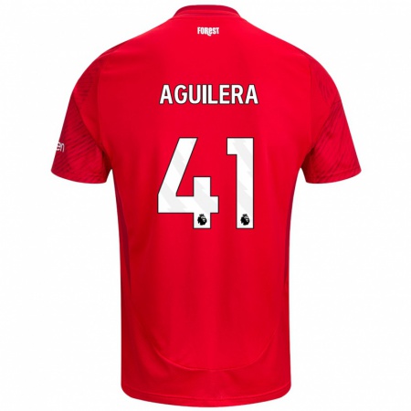 Kandiny Hombre Camiseta Brandon Aguilera #41 Rojo Blanco 1ª Equipación 2024/25 La Camisa Chile