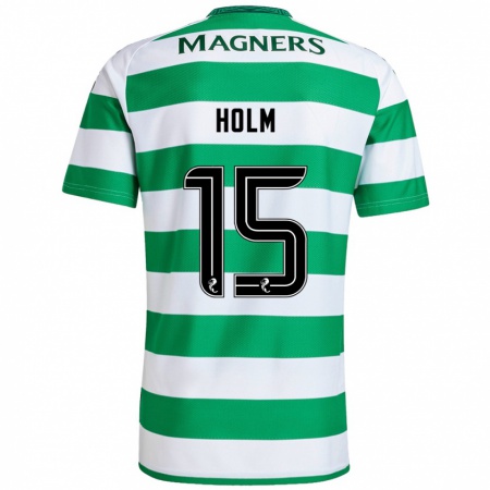 Kandiny Hombre Camiseta Odin Thiago Holm #15 Verde Blanco 1ª Equipación 2024/25 La Camisa Chile