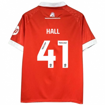 Kandiny Hombre Camiseta Liam Hall #41 Rojo Blanco 1ª Equipación 2024/25 La Camisa Chile