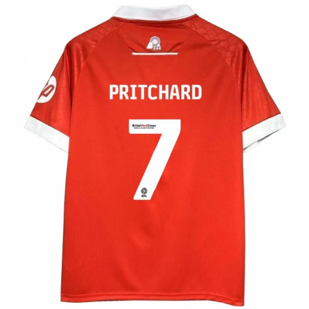 Kandiny Hombre Camiseta Rebecca Pritchard #7 Rojo Blanco 1ª Equipación 2024/25 La Camisa Chile