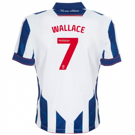 Kandiny Hombre Camiseta Jed Wallace #7 Blanco Azul Oscuro 1ª Equipación 2024/25 La Camisa Chile