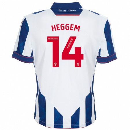 Kandiny Hombre Camiseta Torbjørn Heggem #14 Blanco Azul Oscuro 1ª Equipación 2024/25 La Camisa Chile