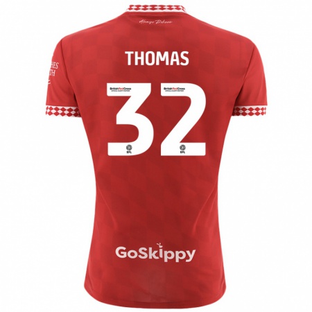 Kandiny Hombre Camiseta Lewis Thomas #32 Rojo 1ª Equipación 2024/25 La Camisa Chile