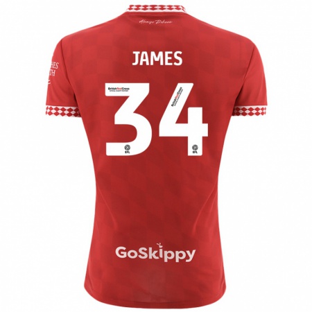 Kandiny Hombre Camiseta Joseph James #34 Rojo 1ª Equipación 2024/25 La Camisa Chile