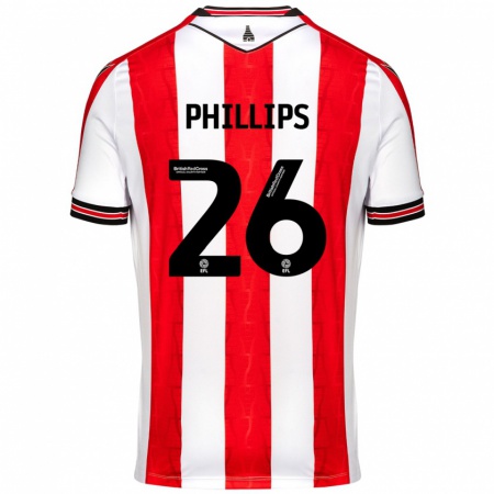 Kandiny Hombre Camiseta Ashley Phillips #26 Rojo Blanco 1ª Equipación 2024/25 La Camisa Chile