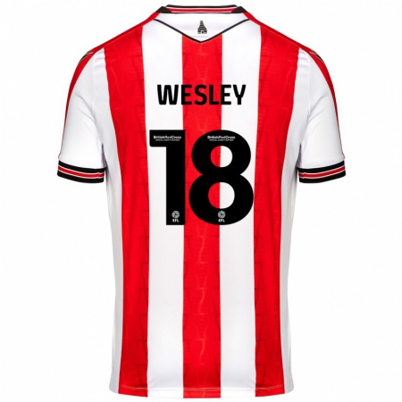 Kandiny Hombre Camiseta Wesley Moraes #18 Rojo Blanco 1ª Equipación 2024/25 La Camisa Chile