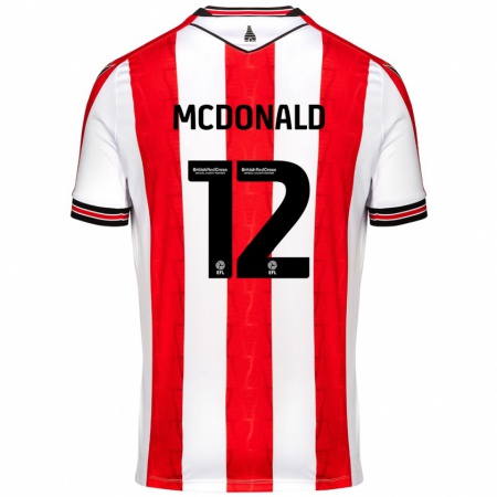 Kandiny Hombre Camiseta Kayleigh Mcdonald #12 Rojo Blanco 1ª Equipación 2024/25 La Camisa Chile