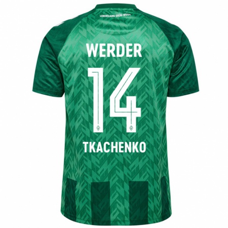 Kandiny Hombre Camiseta Oleksandr Tkachenko #14 Verde 1ª Equipación 2024/25 La Camisa Chile