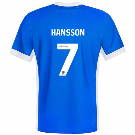 Kandiny Hombre Camiseta Emil Hansson #7 Azul Blanco 1ª Equipación 2024/25 La Camisa Chile