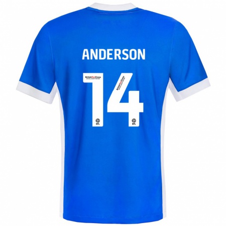 Kandiny Hombre Camiseta Keshi Anderson #14 Azul Blanco 1ª Equipación 2024/25 La Camisa Chile