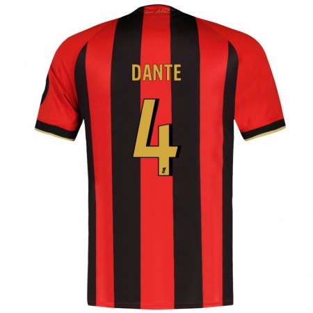 Kandiny Hombre Camiseta Dante #4 Rojo Negro 1ª Equipación 2024/25 La Camisa Chile