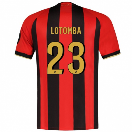 Kandiny Hombre Camiseta Jordan Lotomba #23 Rojo Negro 1ª Equipación 2024/25 La Camisa Chile