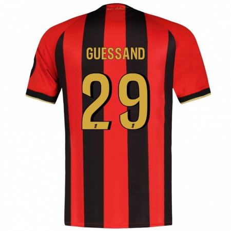 Kandiny Hombre Camiseta Evann Guessand #29 Rojo Negro 1ª Equipación 2024/25 La Camisa Chile