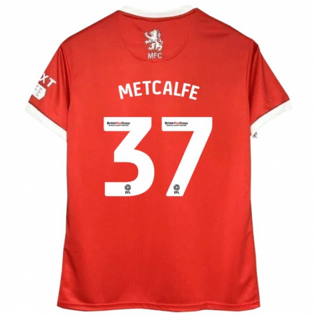 Kandiny Hombre Camiseta Max Metcalfe #37 Rojo Blanco 1ª Equipación 2024/25 La Camisa Chile