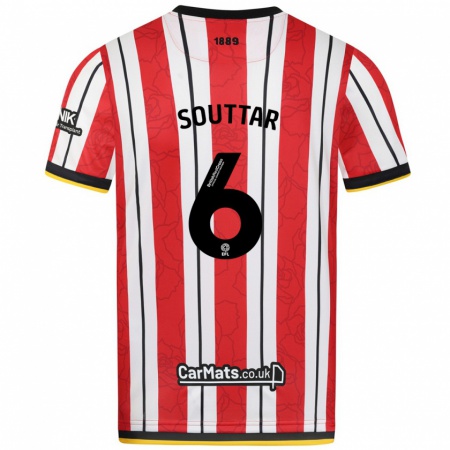 Kandiny Hombre Camiseta Harry Souttar #6 Rojo Blanco Rayas 1ª Equipación 2024/25 La Camisa Chile