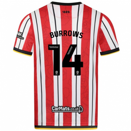 Kandiny Hombre Camiseta Harrison Burrows #14 Rojo Blanco Rayas 1ª Equipación 2024/25 La Camisa Chile