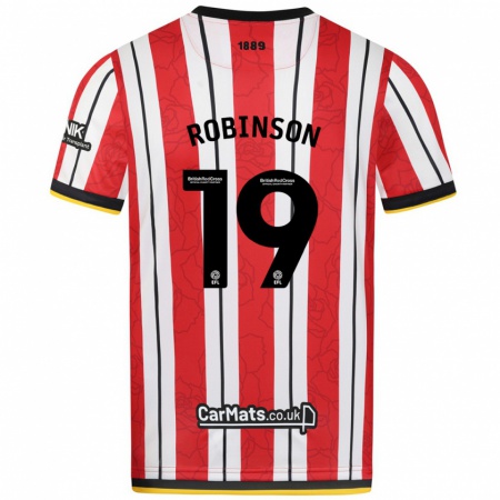 Kandiny Hombre Camiseta Jack Robinson #19 Rojo Blanco Rayas 1ª Equipación 2024/25 La Camisa Chile