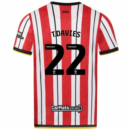 Kandiny Hombre Camiseta Tom Davies #22 Rojo Blanco Rayas 1ª Equipación 2024/25 La Camisa Chile