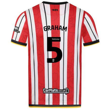 Kandiny Hombre Camiseta Molly Graham #5 Rojo Blanco Rayas 1ª Equipación 2024/25 La Camisa Chile