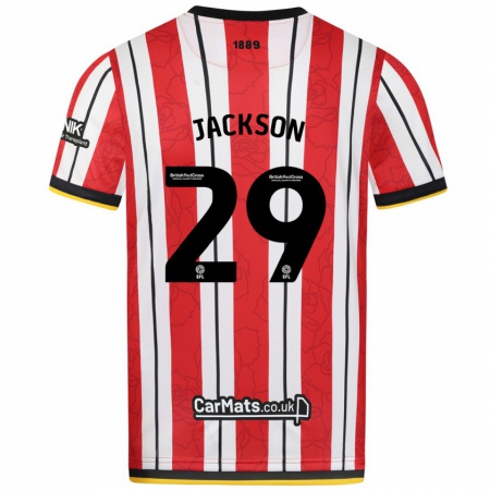 Kandiny Hombre Camiseta Fallon Connolly-Jackson #29 Rojo Blanco Rayas 1ª Equipación 2024/25 La Camisa Chile