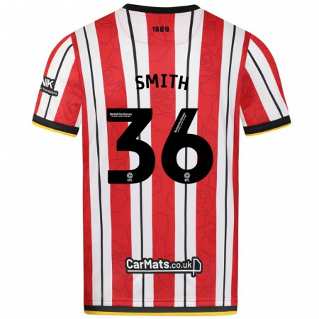 Kandiny Hombre Camiseta Joshua Smith #36 Rojo Blanco Rayas 1ª Equipación 2024/25 La Camisa Chile