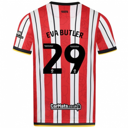 Kandiny Hombre Camiseta Eva Butler #29 Rojo Blanco Rayas 1ª Equipación 2024/25 La Camisa Chile