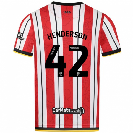 Kandiny Hombre Camiseta Peyton Henderson #42 Rojo Blanco Rayas 1ª Equipación 2024/25 La Camisa Chile