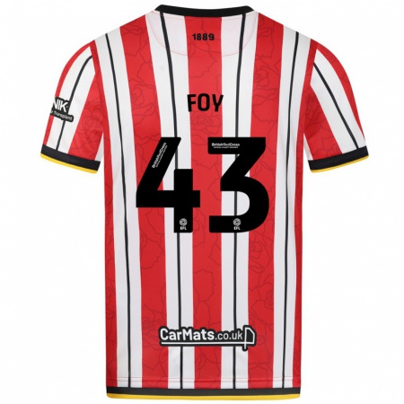 Kandiny Hombre Camiseta Gus Foy #43 Rojo Blanco Rayas 1ª Equipación 2024/25 La Camisa Chile