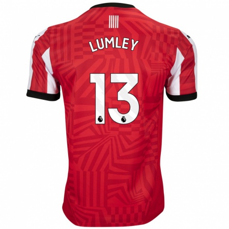 Kandiny Hombre Camiseta Joe Lumley #13 Rojo Blanco 1ª Equipación 2024/25 La Camisa Chile