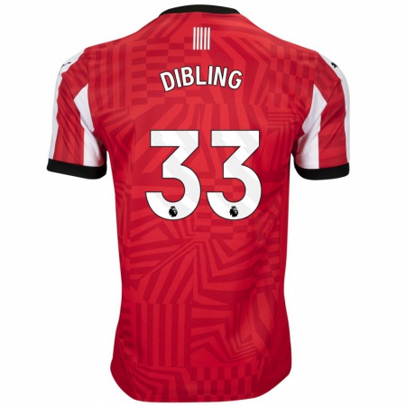 Kandiny Hombre Camiseta Tyler Dibling #33 Rojo Blanco 1ª Equipación 2024/25 La Camisa Chile