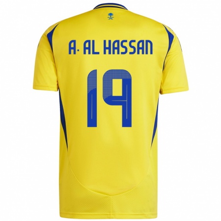 Kandiny Hombre Camiseta Ali Al-Hassan #19 Amarillo Azul 1ª Equipación 2024/25 La Camisa Chile